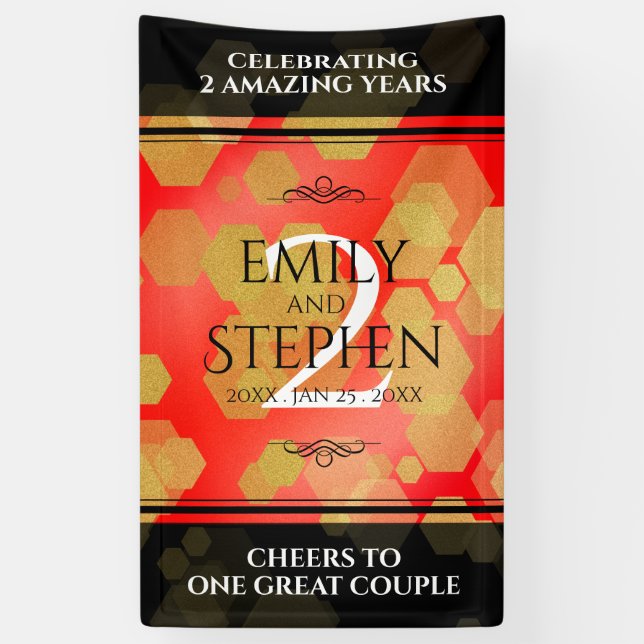 Elegant 2nd Garnet Wedding Anniversary Banner (Vertical)