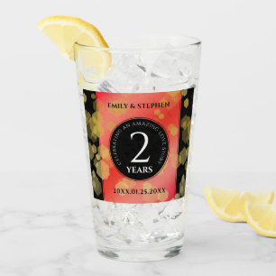 Elegant 2nd Garnet Wedding Anniversary Celebration Glass