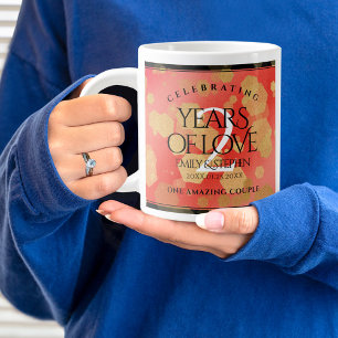 Elegant 2nd Garnet Wedding Anniversary Celebration Large Coffee Mug