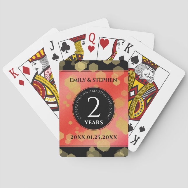 Elegant 2nd Garnet Wedding Anniversary Celebration Playing Cards (Back)