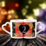 Elegant 2nd Garnet Wedding Anniversary Coffee Mug Set<br><div class="desc">Nothing says "you complete me" or "your better/other half" than these 2nd garnet wedding anniversary lovers' mugs. Elegant lettering with gold-dusted hexagonal confetti on a reddish orange background add a memorable touch for this special occasion and milestone. Customise with couple's names, and years of marriage or a congratulatory message. Reverse...</div>