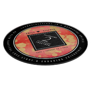 Elegant 2nd Garnet Wedding Anniversary Cutting Board