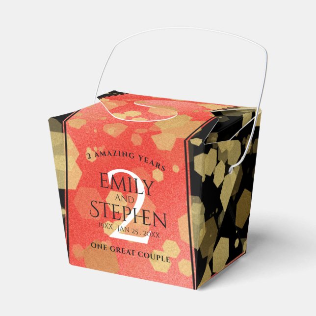 Elegant 2nd Garnet Wedding Anniversary Favour Box (Front Side)