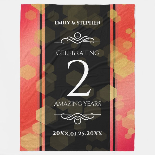 Elegant 2nd Garnet Wedding Anniversary Fleece Blanket (Front)