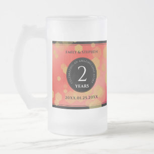 Elegant 2nd Garnet Wedding Anniversary Frosted Glass Beer Mug