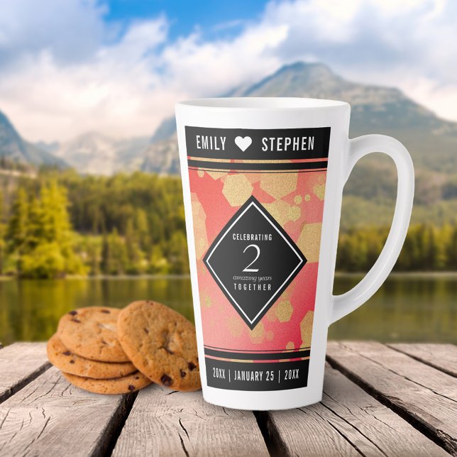 Elegant 2nd Garnet Wedding Anniversary Latte Mug (Elegant 2nd Garnet Wedding Anniversary Tall Latte Mug Cover Photo.)