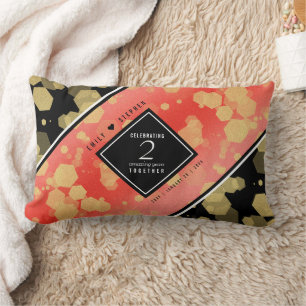 Elegant 2nd Garnet Wedding Anniversary Lumbar Cushion