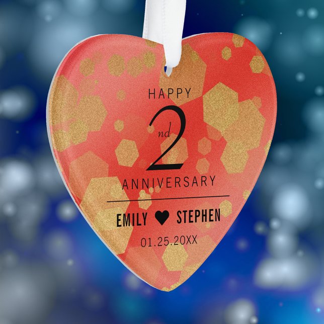 Elegant 2nd Garnet Wedding Anniversary Ornament (Elegant 2nd Garnet Wedding Anniversary Acrylic Ornament Cover Photo.)