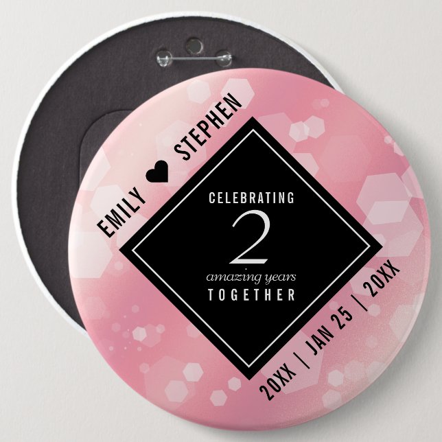 Elegant 2nd Rose Quartz Wedding Anniversary 6 Cm Round Badge (Front & Back)