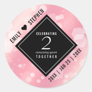 Elegant 2nd Rose Quartz Wedding Anniversary Classic Round Sticker
