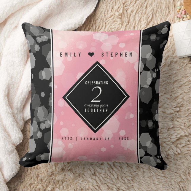 Elegant 2nd Rose Quartz Wedding Anniversary Cushion (Blanket)