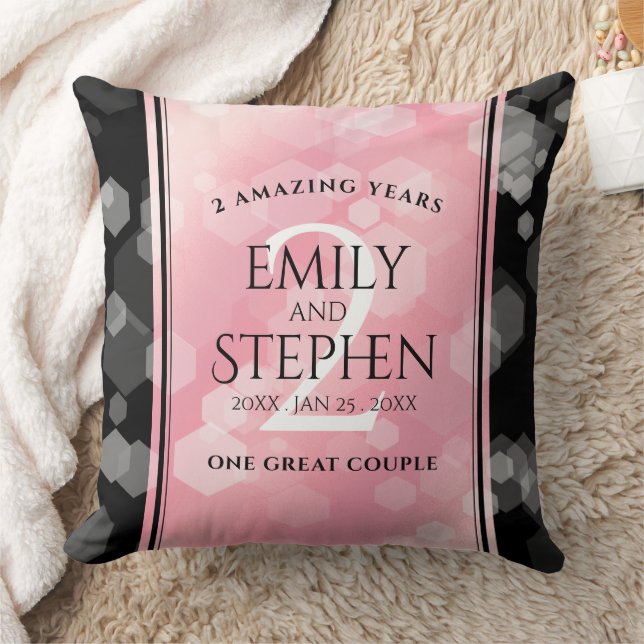 Elegant 2nd Rose Quartz Wedding Anniversary Cushion (Blanket)