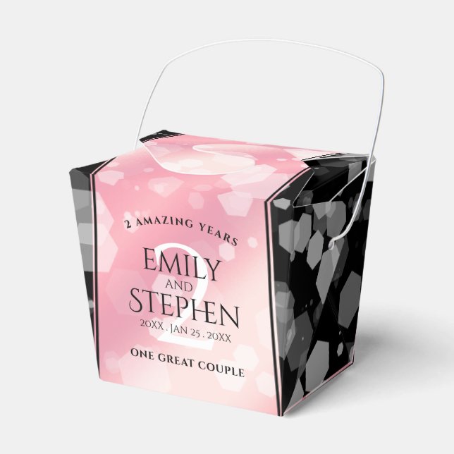 Elegant 2nd Rose Quartz Wedding Anniversary Favour Box (Front Side)
