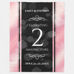 Elegant 2nd Rose Quartz Wedding Anniversary Fleece Blanket