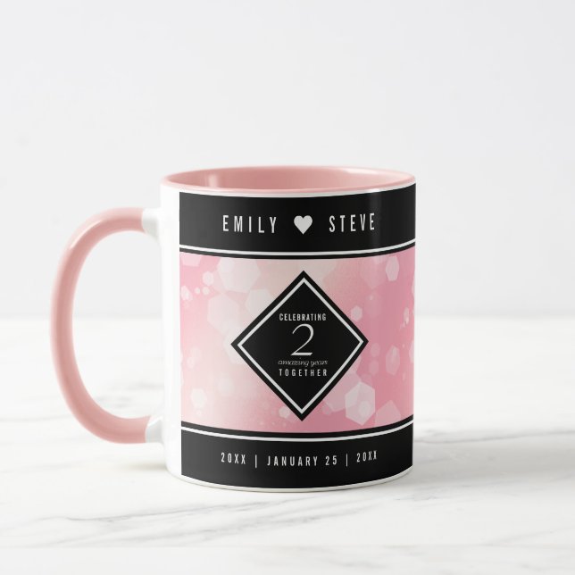 Elegant 2nd Rose Quartz Wedding Anniversary Mug (Left)