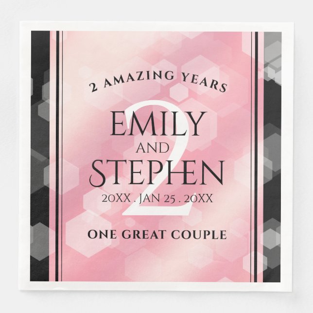 Elegant 2nd Rose Quartz Wedding Anniversary Napkin (Front)