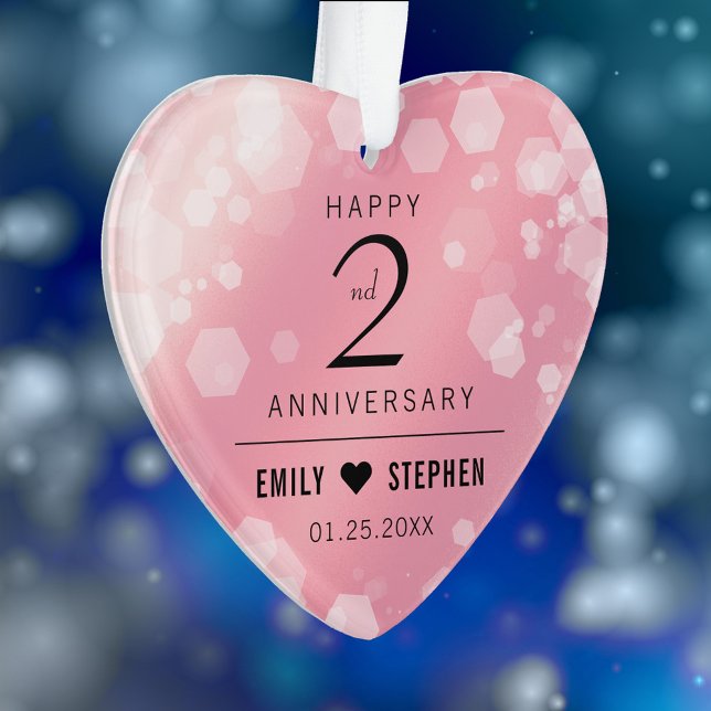 Elegant 2nd Rose Quartz Wedding Anniversary Ornament (Elegant 2nd Rose Quartz Wedding Anniversary Acrylic Ornament Cover Photo.)