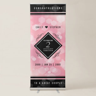 Elegant 2nd Rose Quartz Wedding Anniversary Retractable Banner