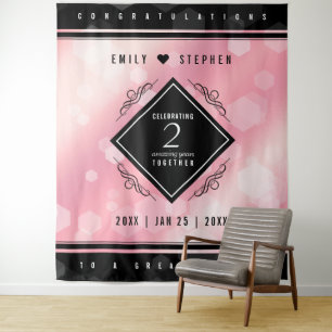Elegant 2nd Rose Quartz Wedding Anniversary Tapestry