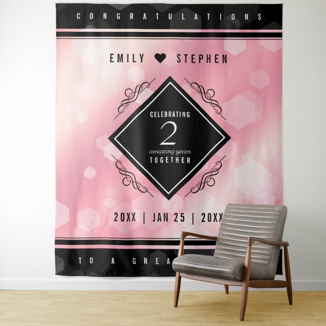 Elegant 2nd Rose Quartz Wedding Anniversary Tapestry (In Situ)