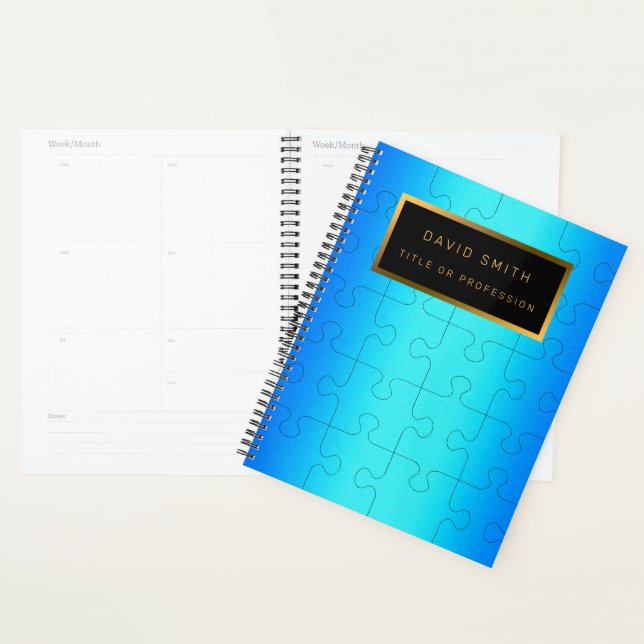 Elegant 2u1 Royal Blue Metal Business Card & Planner (Display)