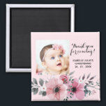 Elegant 2x2 Pink THANK YOU FOR COMING! Christening Magnet<br><div class="desc">This elegant,  pink and pretty gift magnet is a great way to say thank you to all your guests for joining you in your christening day celebration. Black text is set using popular typography. Text font and colours can be changed using the EDIT menu.</div>