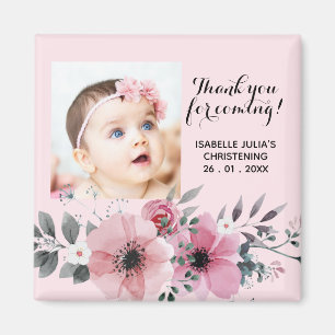 Elegant 2x2 Pink THANK YOU FOR COMING! Christening Magnet