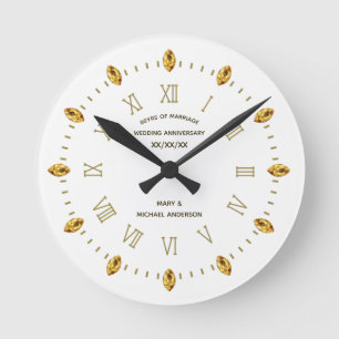 Elegant 30 40 45 50 55 60th Wed Anniversary Custom Round Clock