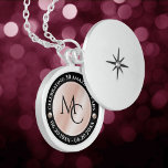 Elegant 30th 46th Pearl Wedding Anniversary Locket Necklace<br><div class="desc">Celebrate the 30th or 46th wedding anniversary with this commemorative locket! Elegant black and white lettering on a pearl-encrusted, pearlescent pink background add a memorable touch for this special occasion and extraordinary milestone. Customise with couple's initials, a special message, and dates for their pearl anniversary. Design © W.H. Sim. See...</div>