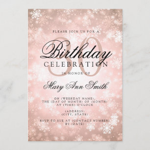 Elegant 30th Birthday Copper Winter Wonderland Invitation