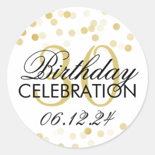 Elegant 30th Birthday Gold Foil Glitter Lights Classic Round Sticker