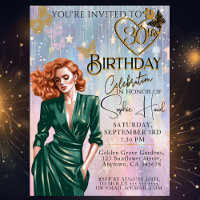 Elegant 30th Birthday Invite Shabby Chic Pink,Gold