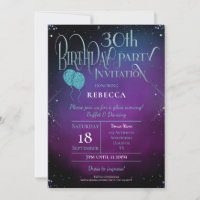 Elegant 30th Birthday Ornate Script Purple Party