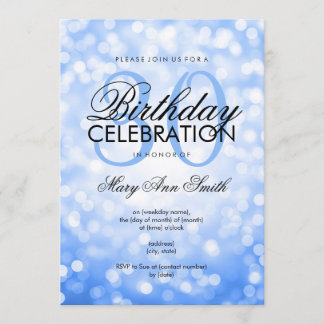 Elegant 30th Birthday Party Blue Glitter Lights Invitation