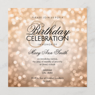 Elegant 30th Birthday Party Copper Glitter Lights Invitation