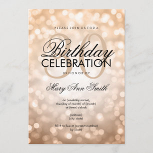 Elegant 30th Birthday Party Copper Glitter Lights Invitation