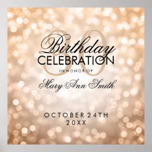 Elegant 30th Birthday Party Glitter Lights Copper Poster