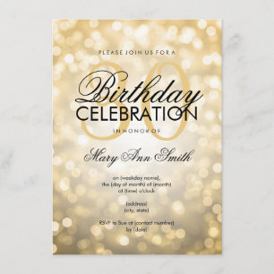 Elegant 30th Birthday Party Gold Glitter Lights Invitation