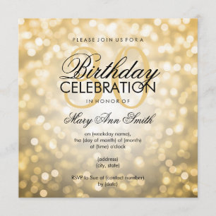 Elegant 30th Birthday Party Gold Glitter Lights Invitation