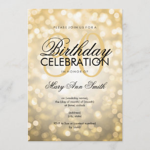 Elegant 30th Birthday Party Gold Glitter Lights Invitation