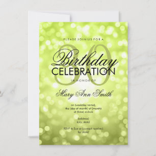 Elegant 30th Birthday Party Green Glitter Lights Invitation