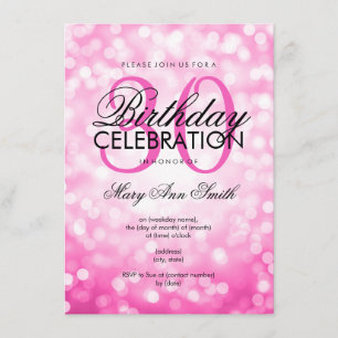 Elegant 30th Birthday Party Pink Glitter Lights Invitation