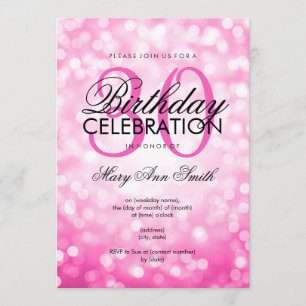 Elegant 30th Birthday Party Pink Glitter Lights Invitation
