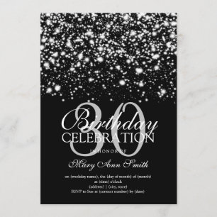 Elegant 30th Birthday Party Silver Midnight Glam Invitation