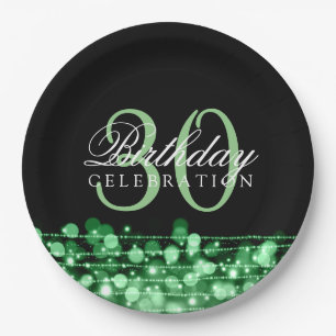 Elegant 30th Birthday Party Sparkles Mint Paper Plate