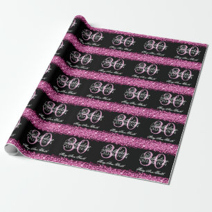 Elegant 30th Birthday Party Sparkles Pink Wrapping Paper