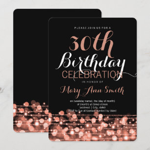 Elegant 30th Birthday Party Sparkles Rose Gold Invitation