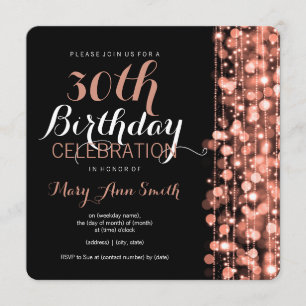 Elegant 30th Birthday Party Sparkles Rose Gold Invitation