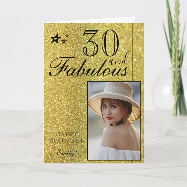 Elegant 30th Birthday Photo Template | Customizabl (Front)