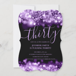 Elegant 30th Birthday Purple Glam Lights Invitation